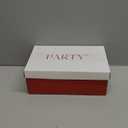 PARTY Women's Open Toe Ankle Strap Low Block Chunky Heels Sandals (7.5, Burgundy)