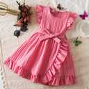 TTYAOVO Girl Casual Dress Summer Tutu Party Dresses (Pink)
