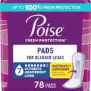 Poise Incontinence & Postpartum Pads for Bladder Leaks, 7 Drop Ultra Absorbency, Long Length, 78 Count