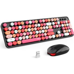 MOFii Wireless Keyboard and Mouse Combo, USB 2.4GHz Full Size Typewriter Keyboard with Number Pad and Sport Car Mouse for Office PC Computer Desktop Laptop Windows (Black Colorful)