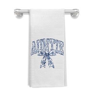 3 x  WARDOS Chinoiserie Coquette Bow Auntie Kitchen Towels, Gifts for Auntie Aunt Mother's Day Hand Towels for Bathroom Kitchen Decorative, Aunt Birthday Gifts Dish Tea Towels Drying Cloth, 16x24 Inch