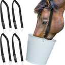 4 Pack Adjustable Horse Feeder Bucket Straps Nylon Harness with Dual Hooks Quick Release Buckle Derby Racing Ready Individual Feeding to Prevent Biting Reduce Waste Horse Stable Supplies