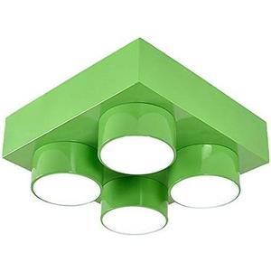 LAKIQ Modern Children Room Flush Mount Ceiling Light Fixture Acrylic Creative Colorful Block Toy Shape Kids Room Close to Ceiling Lighting for Kids Bedroom Kindergarten Playground (Square,Green)