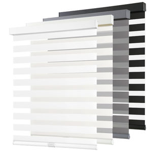AOSKY Cordless Zebra Blinds for Windows Pull Down Roller Window Shades Dual Layer Light Filtering Privacy for Day and Night, Free-Stop Door Shades for Home Easy to Install (52" W X 72" H, White)
