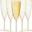 Plastic Champagne Flutes, 36 PCS Gold Glitter Disposable Wine Glasses Reusable Plastic Cocktail Cups for Home Daily Life Party Birthday Wedding Toasting Drinking Champagne(6 oz)