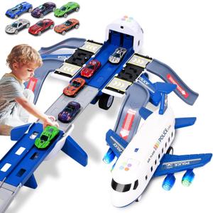 Airplane Race Track Kids Toys with Lights and Sound,Foldable 4 Layer Track Toy Set,Aairplane with Game Mat, Airplane Racing Cars,Christmas Birthday Gifts for Age 3 4 5 6+Years Old Boys Girls