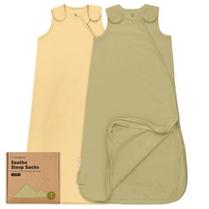 2-Pack Organic Baby Sleep Sacks, 100% Cotton - Soft & Breathable 0.5TOG Baby Wearable Blanket, Toddler Sleeping Sack 6-18 months, Easy to Wear Transitional Swaddles for Newborns, Infants (Avocado, M)