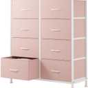 Sweetcrispy 8 Drawer Fabric Dresser for Bedroom, Tall Dresser, Pink, 11.8"D x 30.9"W x 36.4"H (8 Drawers)