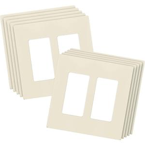 ENERLITES Screwless Decorator Wall Plates Child Safe Outlet Covers, Size 2-Gang 4.68" H x 4.73" L, Polycarbonate Thermoplastic, SI8832-LA-10PCS, Glossy, Light Almond (10 Pack)