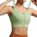 Adjustable High Impact Sports Bras for Women Zip Front Full Coverage and Lift Padded Compression Tops (XX-Large, Lime Green New)
