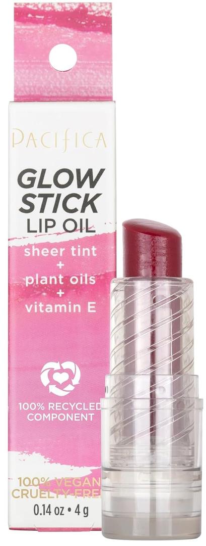 Pacifica Tiniter Lip Balm Oil  Crimson Crush Sheer Red Tint Hydrating Lip Balm Oil with Vitamin E, Moisturizing Glossy Shine, Vegan & Cruelty-Free