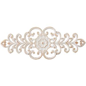SOFE White Distressed Carved Wood Wall Art, 26 X 10 Inches Over the Door Decor, French Country Scroll Floral Wall Sculptures for Kitchen Bathroom, Home Decor Accents for Above Bed Window Entryway