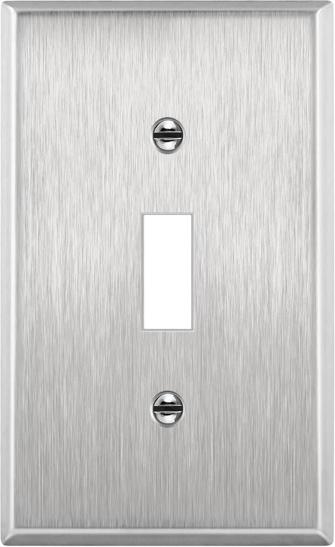 ENERLITES Toggle Light Switch Stainless Steel Wall Plate, Metal Plate Corrosive Resistant Cover for Rotary Dimmers Lights, Size 1-Gang 4.50"x 2.76", 7711, 430 Stainless Steel, UL Listed, Silver