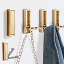 Foldable Gold Wall Hooks 4 Pack,Heavy Duty Wall Hooks for Hanging Coats Towels Backpacks Bags Brushed Gold Towel Hooks in The Bathroom,Closet,Entryway,Pool and Kitchen.(Gold, 4)