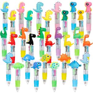 CZWZ 30Pcs Mini Multicolor Pens in One 4-in-1 Cute Pens Bulk for Kids, Ballpoint Pen for Birthdays and Children's Parties, Fun Gifts Assorted Ink Kawaii Pen(Dinosaur)