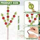 6 Pcs Christmas Tree Floral Pick and Spray 15.7 Inch Red Lime Green Gold Stems Glitter Foam Ball with Shapeable Branches Xmas Ornament for Vase Tree Topper Wreath Garland Holiday Party