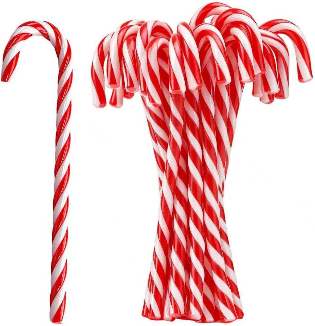 25Pcs Christmas Candy Cane Ornament, Twisted Tree Candy Cane Ornament for Xmas Holiday Party Favor, Christmas Tree Hanging Decoration(Red White)