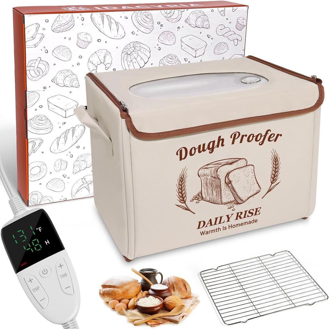 Folding Bread Proofing Box - Foldable Dough Proofer Boxs, with 6-speed 50-131 Temp Control & 9-speed 48H Timer, Fermentation box for Sourdough, Pizza, Yogurt, Kombucha