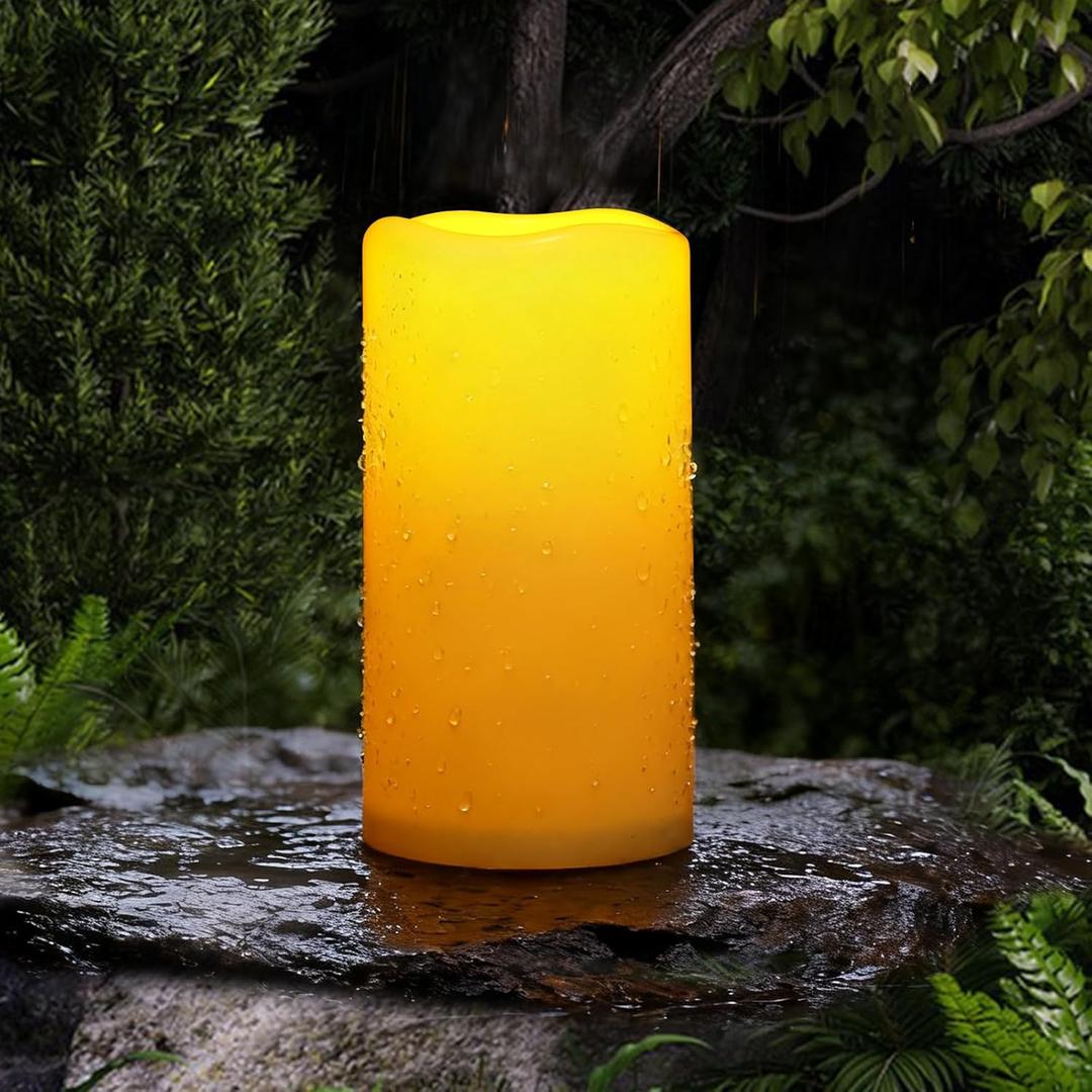 Homemory Large Solar Candles Outdoor Waterproof, 4"x8", Dusk to Dawn, Solar Powered Flameless Candles for Outdoor, Lanterns