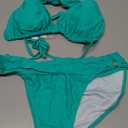 TASHEHE Women's Triangle Ruched Bikini Set Sexy Two Piece Swimsuit Halter Sliding Rings Bathing Suit, Large