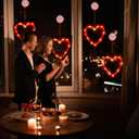 3 x 3Pcs Valentine's Day Window Lights, Red Heart Shaped Valentine's Day Window Decorations Battery Powered Hanging Romantic Lights with Suction Cup&Timer for Valentines Day Wedding Anniversary Home Decor