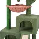 AIWIKIDE 37.4" Cactus Cat Tree Tower with Twin Cat Condos for Indoor Cats, All-in-One Activity Center with Cat Scratching Post Cozy Sleeping Perch Hammock and Toy Balls, Green