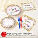 96Pcs Happy Birthday Party Supplies Confetti Sprinkles Plates and Napkins Disposable Sprinkles Theme Tableware Set for Kids Birthday Baby Shower Party Decorations Serves 24