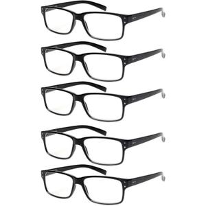 NORPERWIS Reading Glasses 5 Pairs Quality Readers Spring Hinge Glasses for Reading for Men and Women (5 Pack Black, 3.00)