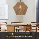 ELYONA 17 Woven Pendant Light, Modern Boho Chandelier Handwoven Rattan Basket Shade, Rustic Pendant Light Fixtures Farmhouse Ceiling Hanging Lamp for Dining Room, Kitchen Bedroom, Entryway, Foyer