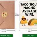 6 x Funny Valentines Day Card for Wife & Girlfriend, Funny Birthday Card for Wife, Valentine's Day Decorations, Valentine's Day Gift, Greeting Card=7in x 5in(Folded), Envelope = 7.5in x 5.5in (V3- TACO)