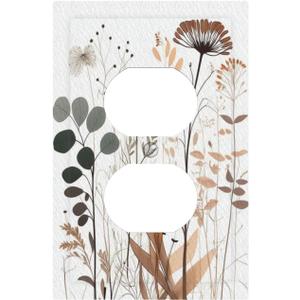 Decorative Outlet Covers Modern Minimalist Floral Boho Wildflowers 1 Gang Duplex Light Switch Cover Plate Unique Wall Plate Electrical Switch Plate Covers for Bedroom Home Decor