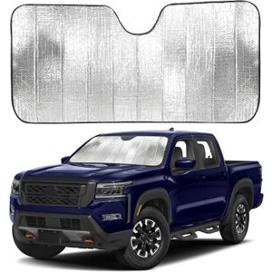 EcoNour Accordion Car Windshield Sun Shade for Trucks | Car Window Shades for Large SUVs & Pickups | UV Blocker Sun Visor for Interior Protection & Heat Control | XL (66 x 27 Inches) (Silver)