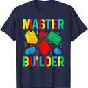 Brick Builder Funny Blocks Master Builder Tees Master Builder Kids Building Blocks Brick Toy Master Builder T-Shirt Small OEKO-TEX STANDARD 100, size Small
