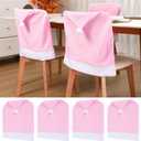 Christmas Chair Covers Set of 4 Santa Claus Hat Chair Back Covers Xmas Slipcover for Christmas Kitchen Dinning Room Decoration Table Decor(Pink)