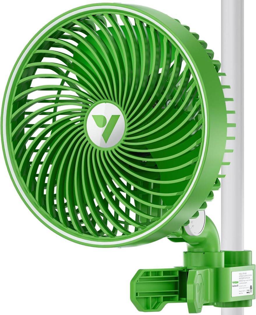 VIVOSUN AeroWave E6 Grow Tent Fan 6, EC Motor, Smart Wifi Control, US Patented Auto Oscillating Clip fan, Weatherproof IP-54, Strong Airflow but Quiet for Hydroponic Ventilation Circulation, 1-Pack