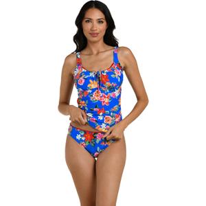 La Blanca Womens Over The Shoulder Tankini Swimsuit Top (6, Multi// Modern Oasis)