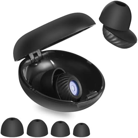 Erinvop Ear Plugs for Noise Cancelling, 30dB Noise Reduction EarPlugs for Sleeping, Snoring, Concerts, Focus and Sensitivity - Soft Silicone, Reusable - 4 Pair Ear Tips in XS/S/M/L (Black)