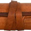 vintage crafts Genuine Leather Stationery Pencil Roll Case Handmade Artisian Supplies Roll Wrap Pouch Holder Vintage Unisex Brown