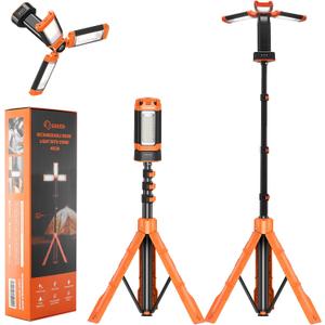 Saker Portable Camping Light with Stand 12000mAh 73.2" Rechargeable Work Light 3200 Lumen Camp Lanterns with Bag for Garage, Outdoor Work, Emergency Power Outages, Fishing LD10 Orange