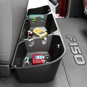 Tuyoung Under Seat Storage Boxes for 2015-2026 Ford F-150 F150 | SuperCrew Cab 2017-2026 F-250/F-350/F-450/F-550 Super Duty Heavy Duty Rear Truck Under Back Seat Box Organizer Cargo Box