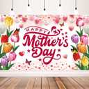 Mothers Day Decorations Happy Mothers Day Banner Backdrop for Mothers Day Party Decorations, 71 x 43 Inch