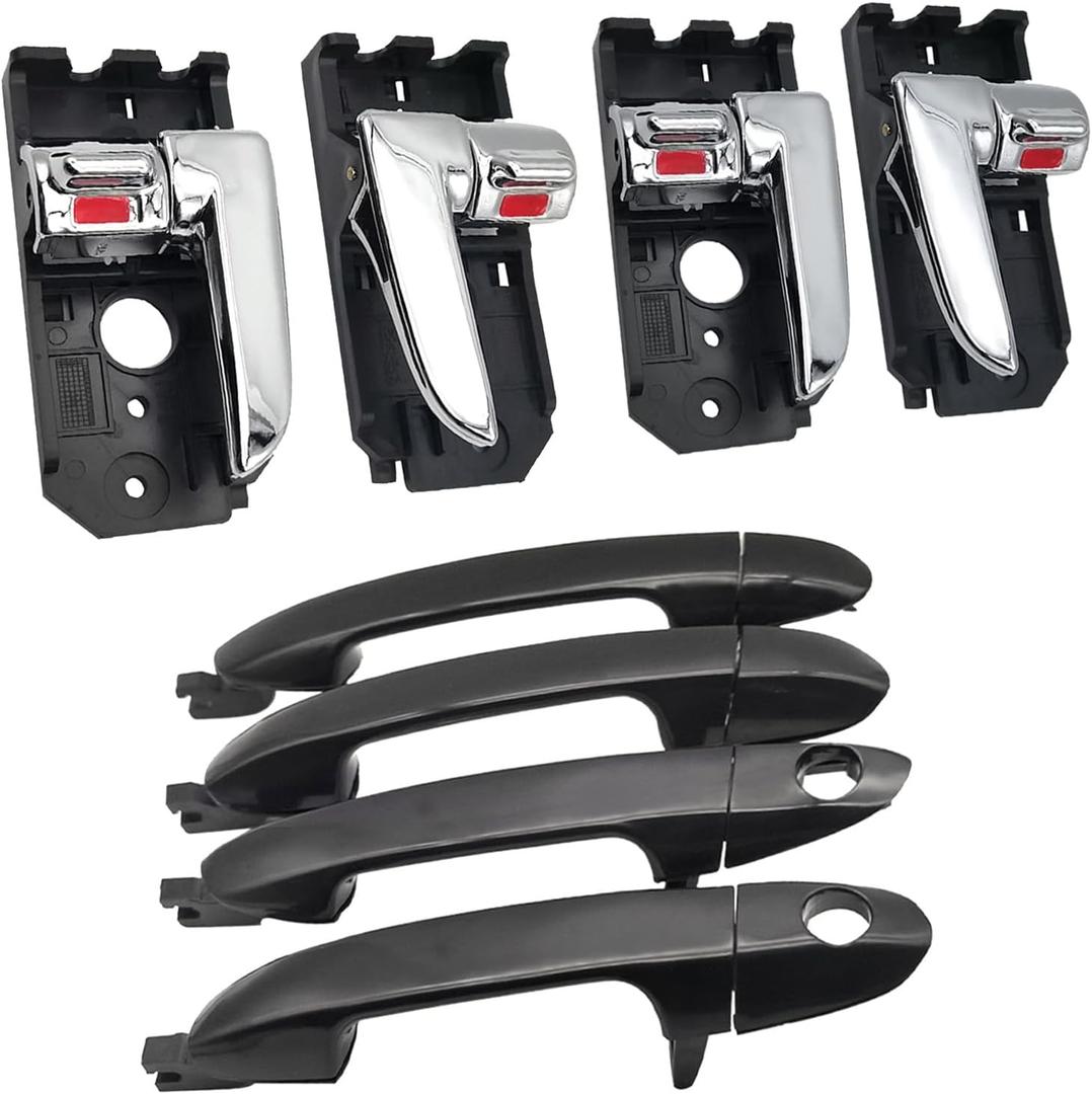 Set of 8 Interior & Exterior Door Handles Compatible with 2004-2009 Kia Spectra Spectra5, Replaces 82610-2F000 82620-2F000 82650-2F000 82670-2F000