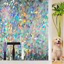 Window Privacy Film Stained Glass Window Film Decorative for Glass, 3D Rainbow Static Cling Decals UV Blocking Heat Control Tint for Home, 23.6 x 78.7 inches