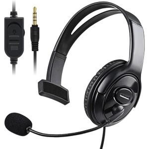 Joso Wired One Ear Headset with Mic, Single Ear Headset for PS5, PS4, Xbox, Switch, PC, iPad, Mac & Tablet with 3.5mm - Chat Headphone, Office Business, Coach, Gaming, Remote Work