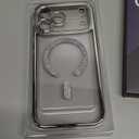 Magnetic for iPhone 17 Pro Max Case with Glitter Integrated Lens Protection, [Glossy Bumper & Shiny Magnetic Ring] [Compatible with Magsafe] Cute Women Girly Phone Case for iPhone 17 Pro Max Silver