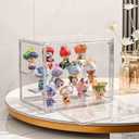 Clear Acrylic Display Case Organizer with 3-Tier Shelves, Front Open Door - Transparent Storage Box for Makeup, Figurines, Model, Jewelry, Office Supplies (10.637.098.66 inches)