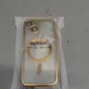Hython Magnetic Clear for iPhone 14 Case with Camera Lens Protector [Compatible with MagSafe] Luxury Plating Edge Slim Soft TPU Cover Protective Phone Case for iPhone 14 6.1", Gold