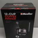 Mueller 12-Cup Drip Coffee Maker - Borosilicate Carafe, Auto-Off, Reusable Filter, Anti-Drip, Keep-Warm Function, Clear Water Level Window Coffee Machine, Kitchen Essentials & Accessories (Black)