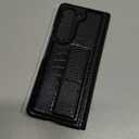 Furiet for Samsung Galaxy Z Fold 5 5G 2023 PU Leather Phone Case of Crocodile Pattern & Tempered Glass Screen Protector Wrist Strap Anti-Slip Slim Thin Stand for ZFold5 Z5 G Fold5 5Z Women Men Black