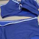 Herseas Womens Bikini Sets 2 Piece Swim Suits Textured Cutout O Ring Push Up Top Padded Whip Stitch 2026 Tummy Control Bathing Suits Teen Girls Casual Blue Vacation Outfits Large